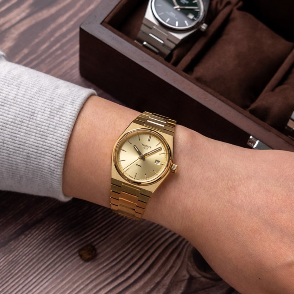 Tissot T-Classic PRX Yellow Gold PVD Bracelet Watch | 35mm | T1372103302…